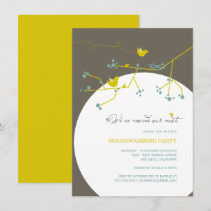 Invitación Familia de Pájaros Nos Mudamos Fiesta de Inaugurac