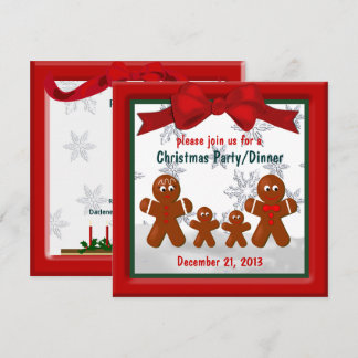 Invitación Familia de pan de jengibre de cuatro Navidades