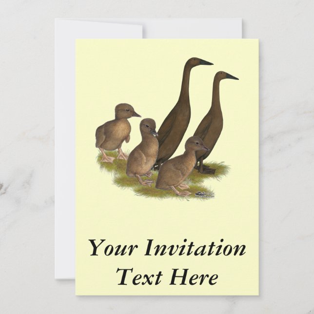 Invitación Familia de patos corredores de chocolate (Anverso)