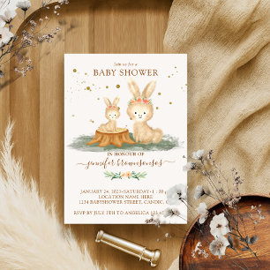 Invitación Familia de piel de conejo mamá bebé