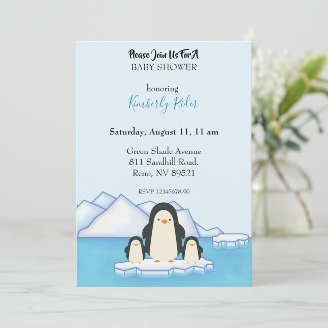 Invitación Familia de Pingüinos  (Anverso de pie)