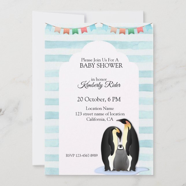 Invitación Familia de pingüinos adorable (Anverso)