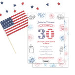 Invitación Familia del patio trasero azul rojo 30 Fiesta de c<br><div class="desc">Diseño de la invitación a los blancos y azules de color rojo a los 30 años para una comida familiar al aire libre o un fiesta de picnic</div>