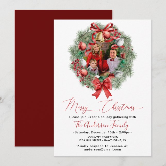 Invitación Familia feliz tus fotos encuadran a Navidades Fies (Anverso / Reverso)