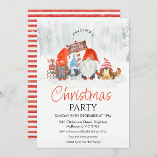 Invitación Familia Fiesta navidades gnomitas con niño y perro
