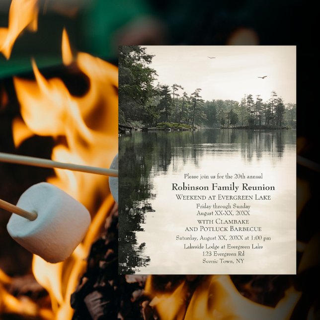Invitación Familia Lakeside Camping Reunión Jamboree Barbecue (Subido por el creador)