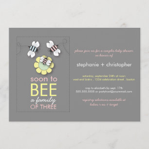 Invitación Familia moderna a pareja Baby Shower para Chica