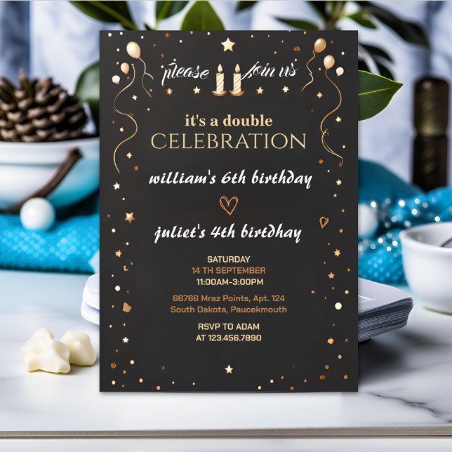 Invitación familia Parentesco Negro simple moderno Cumpleaños (Subido por el creador)