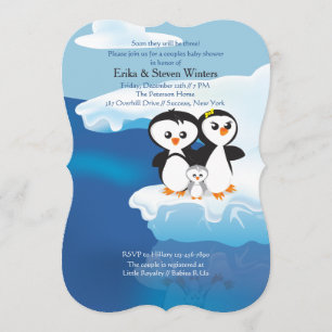 Invitación Familia Pingüino: Baby Shower