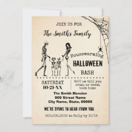 Invitación Familia Skeleton Calentamiento de la fiesta de Hal