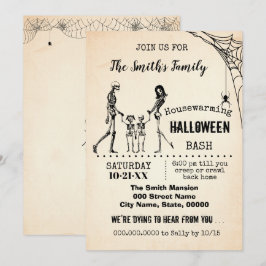 Invitación Familia Skeleton Calentamiento de la fiesta de Hal