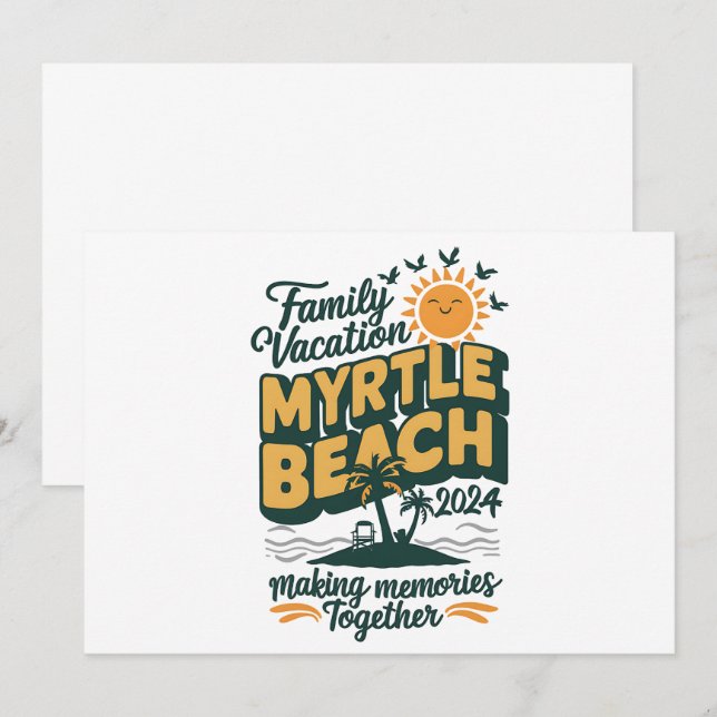 Invitación Familia Vacation Myrtle Beach 2024 Haciendo Recuer (Anverso / Reverso)