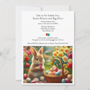 Invitación familiar de Pascua para cena y búsqueda