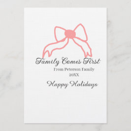 Invitación Family comes first red bow family name holidays