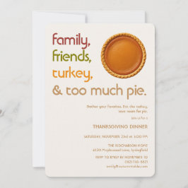 Invitación Family, Friends, Turkey, Pie Modern Thanksgiving