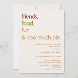 Invitación Family, Friends, Turkey, Pie Modern Thanksgiving