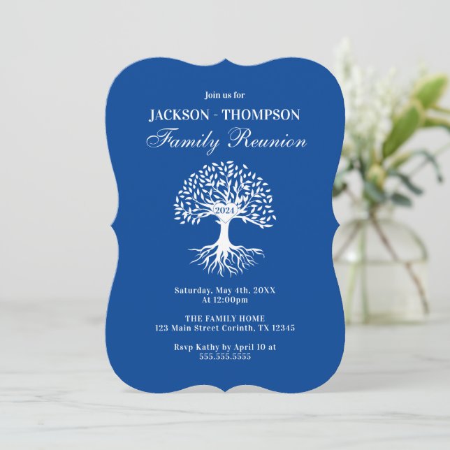 Invitación Family Reunion blue and white Invitation (Anverso de pie)