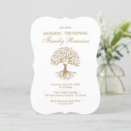 Invitación Family Reunion gold and white Invitation