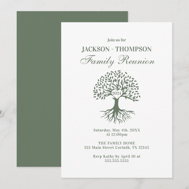 Invitación Family Reunion Green and white Invitation (Anverso / Reverso)
