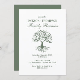 Invitación Family Reunion Green and white Invitation