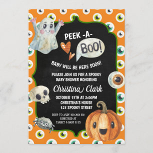 Invitación Famoso Baby Shower de Halloween busca un fantasma
