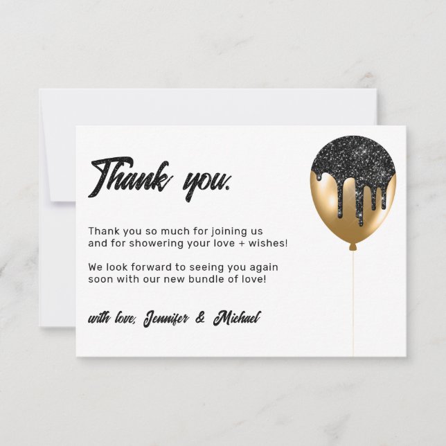 Invitación Famoso bebé Fiesta Glitz Glamour Gracias (Anverso)
