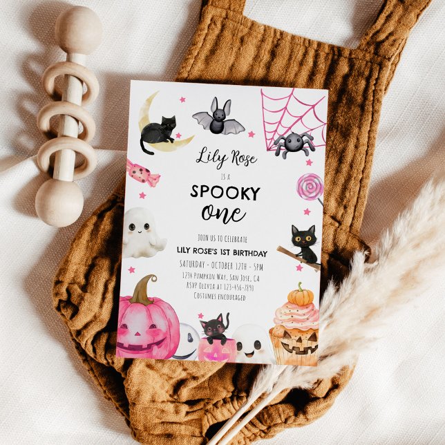 Invitación Famoso Chica de Halloween Primer cumpleaños (Subido por el creador)
