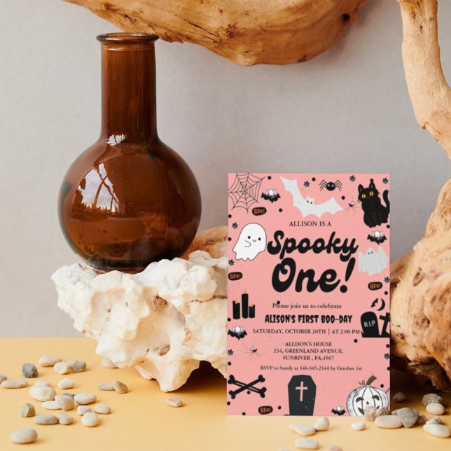 Invitación Famoso Chica de Halloween retro Grovy primer cumpl (Subido por el creador)