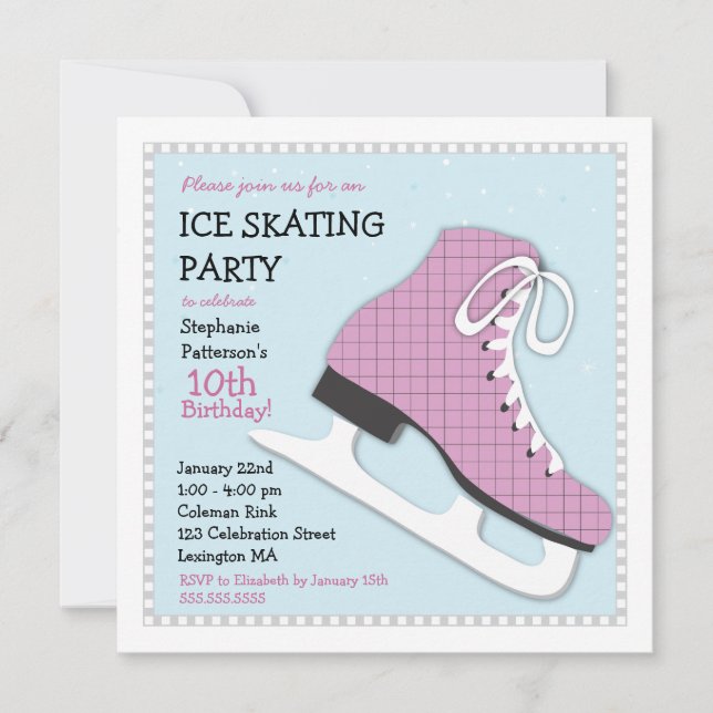 Invitación Famoso Chica de Patinaje sobre Hielo (Anverso)