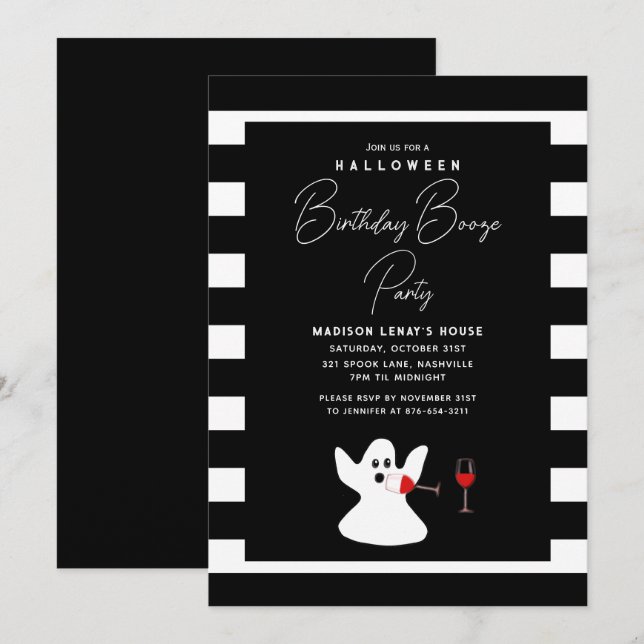 Invitación Famoso fantasma de la Fiesta del boze de cumpleaño (Anverso / Reverso)