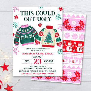 Invitación Famoso Fiesta de Navidades suéteres y copos de nie