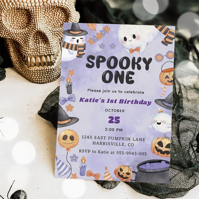 Invitación Famoso Fiesta de primer cumpleaños de Halloween (Subido por el creador)