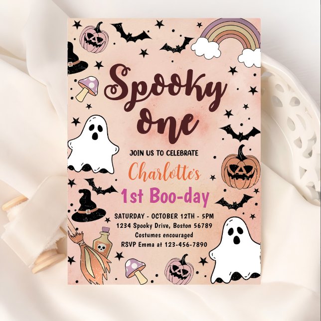 Invitación Famoso Fiesta de primer cumpleaños de Halloween (Subido por el creador)