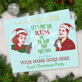 Invitación Famoso Fiesta Navidad Retro Rum Adulto Holiday v2