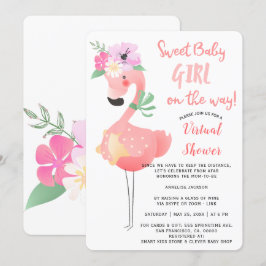 Invitación Famoso flamingo rosa lindo ducha de bebé fiesta vi