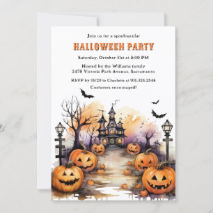 Invitación Famoso Jack O’Lanterns Batea la fiesta de la bruja