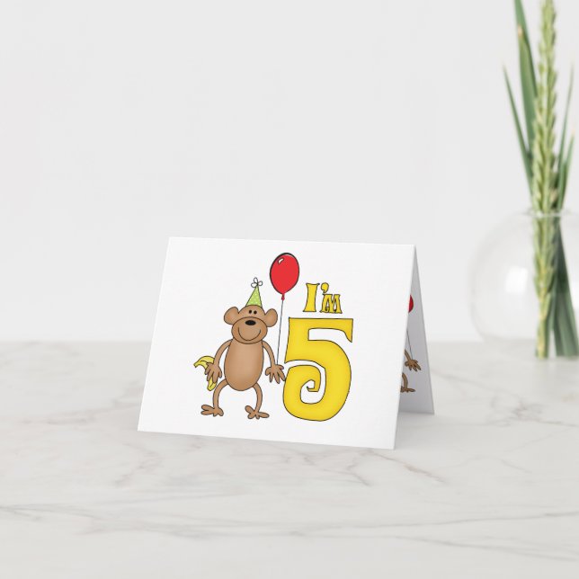 Invitación Famoso mono 5 cumpleaños (Anverso)