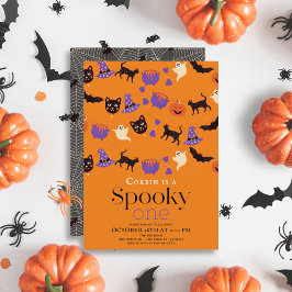 Invitación Famoso Naranja de Halloween Primer cumpleaños