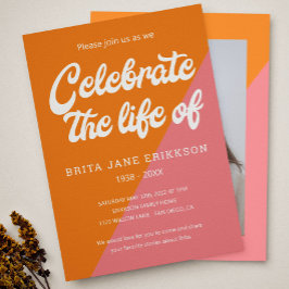 Invitación Famoso Naranja Rosa Celebración de la Vida