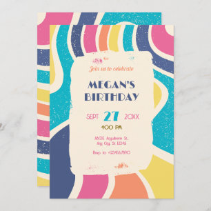 Invitación Famoso patrón abstracto retro en color