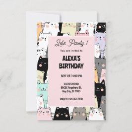 Invitación Famoso patrón de gato cumpleaños