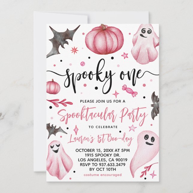 Invitación Famoso primer cumpleaños de Halloween (Anverso)