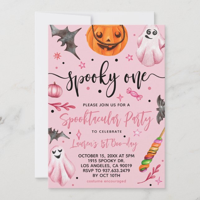 Invitación Famoso primer cumpleaños de Halloween (Anverso)
