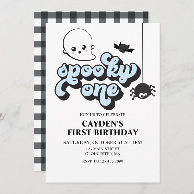 Invitación Famoso primer cumpleaños de Halloween (Anverso / Reverso)