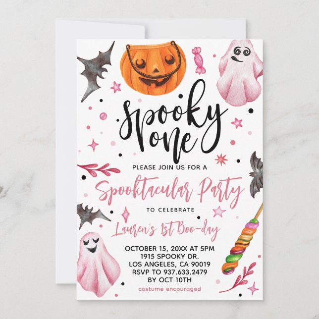 Invitación Famoso primer cumpleaños de Halloween (Anverso)
