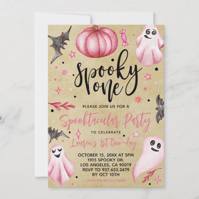 Invitación Famoso primer cumpleaños de Halloween (Anverso)