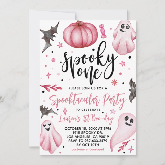 Invitación Famoso primer cumpleaños de Halloween (Anverso)