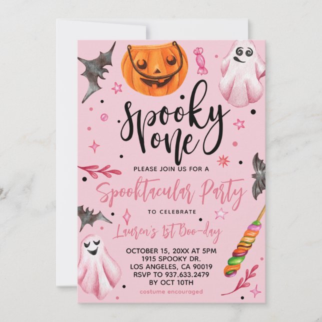 Invitación Famoso primer cumpleaños de Halloween (Anverso)