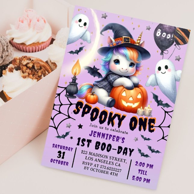 Invitación Famoso UN Chica lindo Purple Halloween 1er cumplea (Subido por el creador)