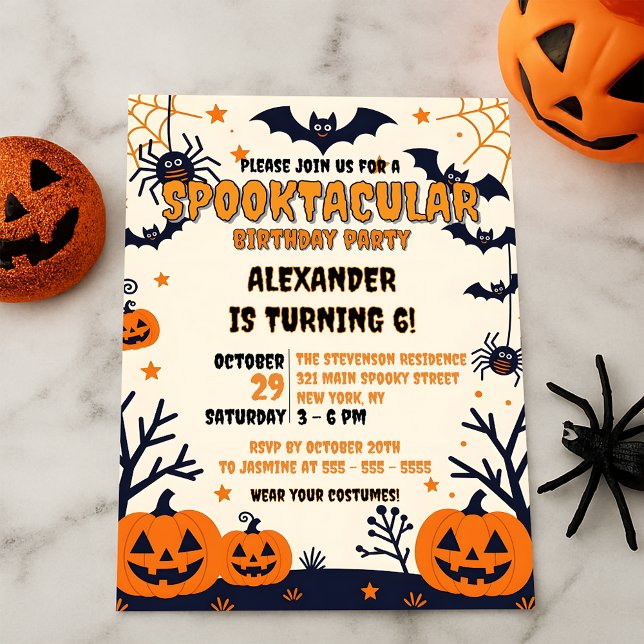 Invitación Famosos Bats & Jack-o'-Lanterns Cumpleaños de Hall (Subido por el creador)